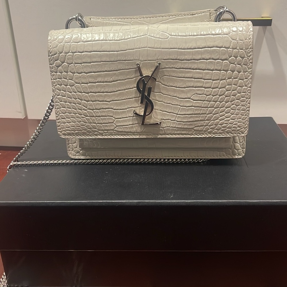 YSL Croc Embossed Sunset bag, small size